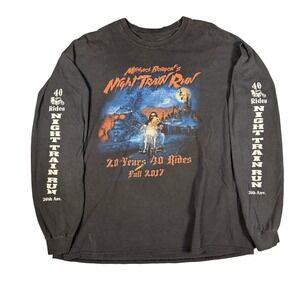 Michael Bergen's Night Train Run 2017 Biker Graphic Long Sleeve Tee Black XL
